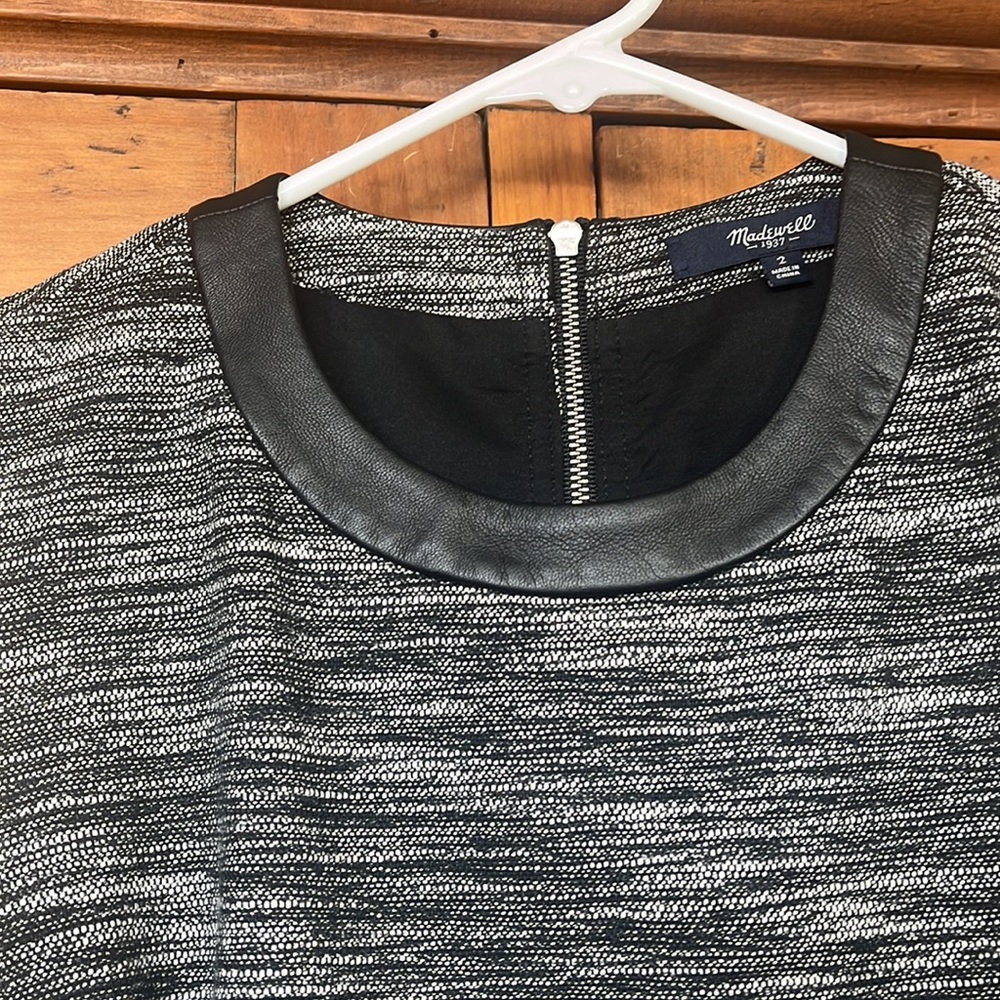 Madewell Tweed Dress with Leather Collar Size 2 - Picture 3 of 10
